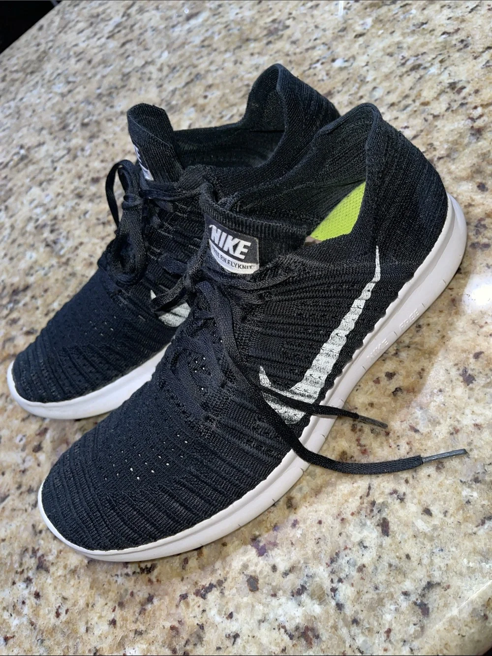 Nike Free RN Flyknit Black & White Running Shoes